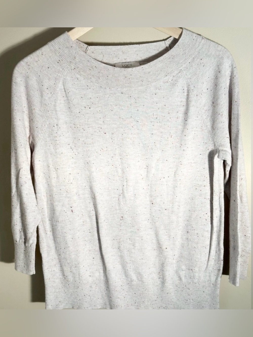 LOFT Women’s Small Cream Speckled Lightweight Crew Neck Sweater